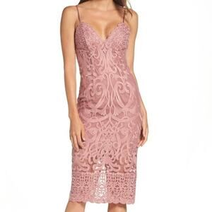 Bardot Mauve Pink Embroidered Mesh Fabric Slip Dress XS